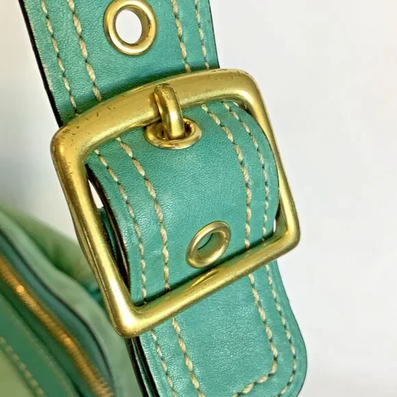 Coach Legacy 65th Anniversary Double Turnlock Satchel Teal Blue F13371 AS IS - Picture 12 of 16